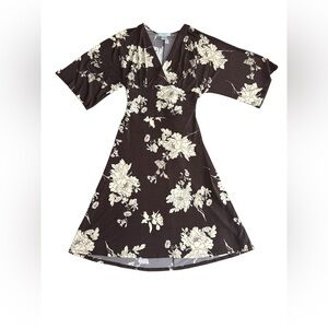 Y2K Traces By Tracy Evans Brown and Cream Floral Midi Dress